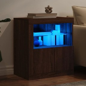 Credenza con luci led rovere marrone 60,5x37x67 cm