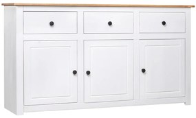 Credenza bianca 135x40x80 cm in legno massello di pino panama