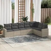 Set Divani da Giardino 7pz con Cuscini Grigio Chiaro Polyrattan 3251389