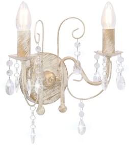 Lampada Da Muro Con Perle Bianca Per 2 Lampadine E14 /
