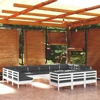 Set Divani da Giardino 14 pz con Cuscini Bianchi Legno di Pino cod mxl 44393