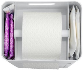 Porta carta igienica in plastica bianca con spazzolino Imon - Wenko