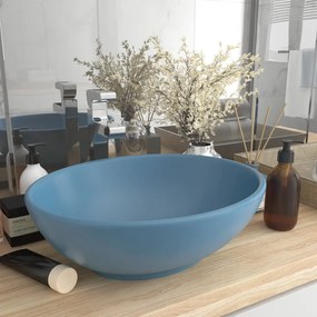 Lavandino Lusso Ovale Azzurro Opaco 40x33 Cm İn Ceramica /