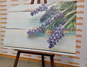 Stampa su tela – Lavanda su sfondo di legno
