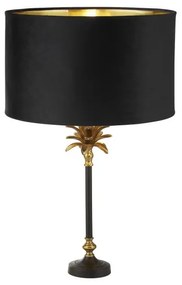 Lampada da tavolo palm - metallo nero e ottone anticato, paralume nero