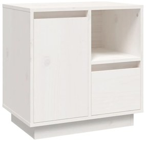 Comodino bianco 50x34x50 cm in legno massello di pino