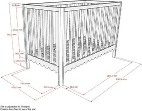 Lettino beige in pino massiccio con altezza regolabile 60x120 cm Swingo – Vipack