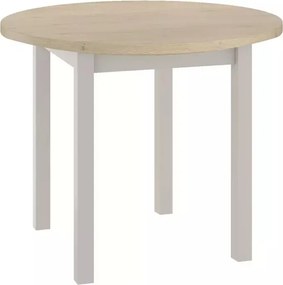 Tavolo Adam rotondo in MDF color cashmere e piano laminato effetto rovere Cremona Torro – Ø80 cm