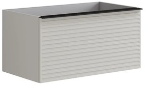 Mobile da bagno sotto lavabo Pixel stripes frontale grigio pastello e maniglia alluminio nero laccato opaco L 80 x H 40 x P 45.5 cm 1 cassetto, lavabo non incluso