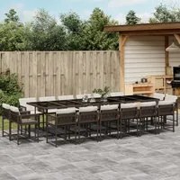 Set da Pranzo da Giardino 17 pz con Cuscini Marrone Polyrattan 3211605