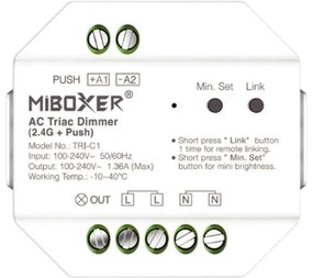 Dimmer da Pulsante Push e Telecomando TRIAC, 230Vac, 300W, RF Protocollo di Funzionamento Dimmer da Pulsante TRIAC AC RF