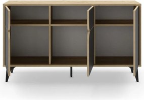 Cassettiera bassa in rovere decorato in nero-naturale 140x79 cm Nola - Marckeric