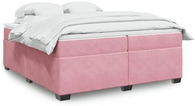 Giroletto A Molle Con Materasso Rosa 200x200 Cm İn Velluto /