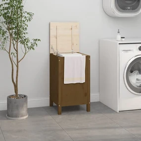 Contenitore Per Bucato Ambra 44x44x76 Cm Legno Massello Pino /