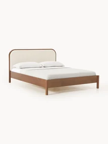 Letto in legno con testiera in bouclé Jones