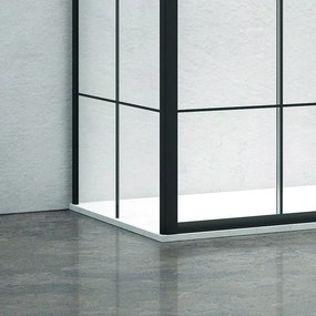 Box doccia angolare 180x70 scorrevole 4 ante telaio nero NICO-D6000S - KAMALU