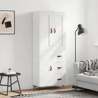 Credenza Bianco Lucido 69,5x34x180 cm in Legno Multistrato 3199787