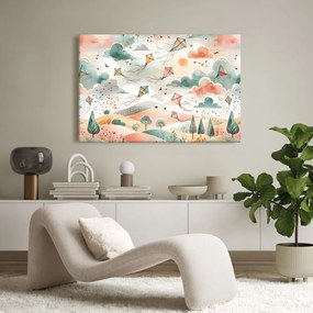 Quadro su tela – Aquiloni volanti su paesaggio colorato