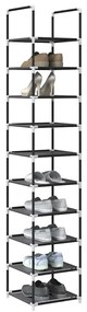 Scarpiera 10 Ripiani Nera 33x33x174 Cm İn Tessuto Non Tessuto /