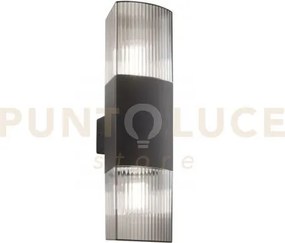 Applique biemissione dark antracite e fume' 2 luci attacco e27 ip54...