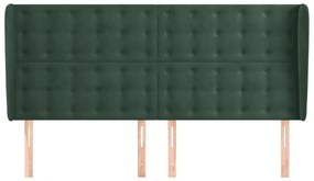 Testiera ad orecchio verde scuro 163x23x118/128cm in velluto