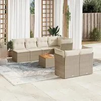 Set Divano da Giardino 6 pz con Cuscini Beige in Polyrattan 3255848