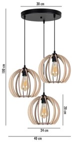 Lampadario su filo DORO 3xE27/60W/230V