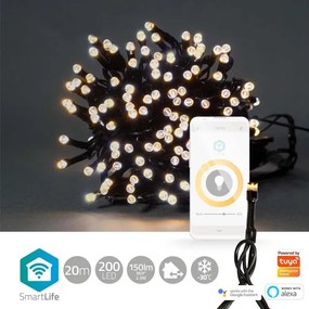Nedis WIFILX01W200-LED Catena di Natale 200xLED/8 funzioni 25m IP65 Wi-Fi Tuya caldo