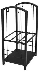 Cesto per legna con attrezzi da camino 30x40x73 cm nero