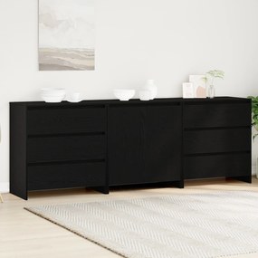 Set di 3 sideboard in legno ingegnerizzato nero