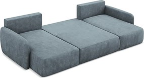 Divano angolare blu polveroso allungabile/con contenitore (a U) con rivestimento in ciniglia Lilo – Makamii