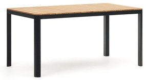 Kave Home - Tavolo 100% da esterno Bona legno massello di teca e alluminio finitura nera 160 x 90 cm