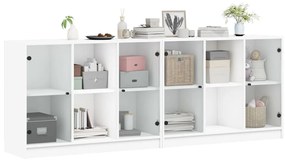 Libreria con ante bianca 204x37x75 cm in legno multistrato