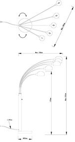 Globo 58228NB - Lampada con piedistallo SEYMOUR 5xE14/40W/230V nero