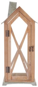 Lanterna casetta piccola in legno, 20x15,5x45 cm