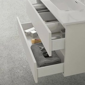 Mobile bagno sospeso 70 cm rovere bianco completo con lavabo Nadia