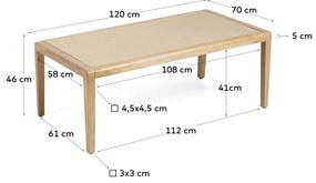 Kave Home - Tavolino Better in polycement beige e legno massiccio di acacia 120 x 70 cm FSC 100%