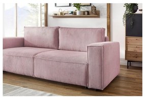 Divano letto in velluto a coste rosa chiaro 245 cm Nihad - Bobochic Paris
