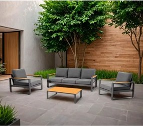 Salotto Da Esterno 5 Posti In Alluminio Con Tavolino E Cuscini Boston Antracite