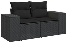 Set divani da giardino con cuscini 8 pz nero in polyrattan