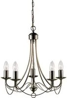 Lampadario Industrial-Nordico Maypole Acciaio Ottone 5 Luci E14