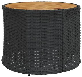 Divano giardino tavolo e cuscini semicircolare nero polyrattan