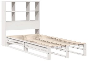 Letto libreria senza materasso bianco 90x200 cm legno massello