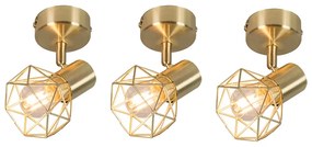 Set di 3 faretti Art Déco orientabili e inclinabili in ottone - Mosh