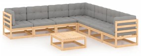 Set divani da giardino 8 pz con cuscini legno massello di pino