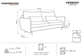 Divano letto grigio chiaro con contenitore Vermont - Cosmopolitan Design