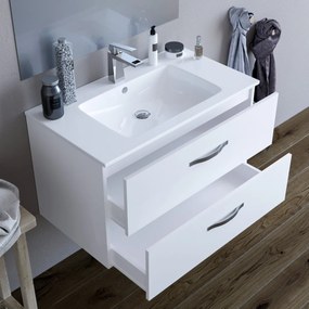 Mobile bagno LINDA80 Bianco con lavabo e specchio - 8280 - SENZA LUCE LED