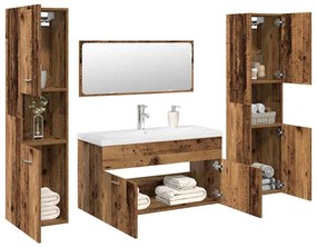 Set Mobili Da Bagno 5 Pz Legno Antico İn Legno Multistrato /
