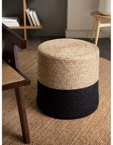 Poggiapiedi nero e colore naturale Juta Gold Black – Hanse Home