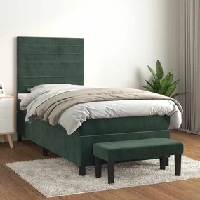 Giroletto A Molle Con Materasso Verde Scuro 90x190 Cm Velluto /